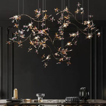 Modern Nordic Italian ceiling crystal chandelier flower branch flush mount crystal light extra large/oversized/huge chandelier for big dining table/coffee table/bar/restaurant.coffee shop/hotel lobby