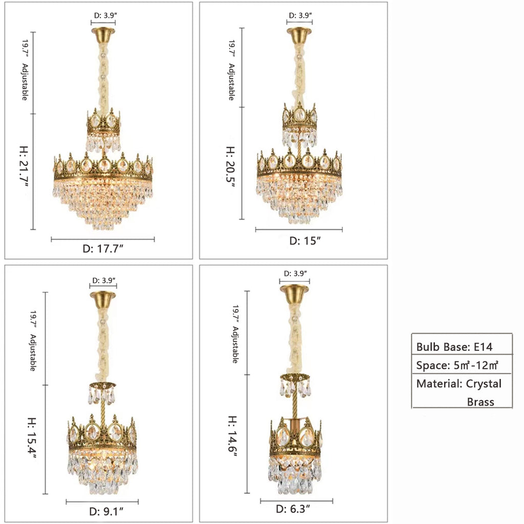 elegant, crown, gold, foyer, brass, entryway, hallway, crystal, tiered, pendant, chandelier, bedside, bedroom, rococo style, french