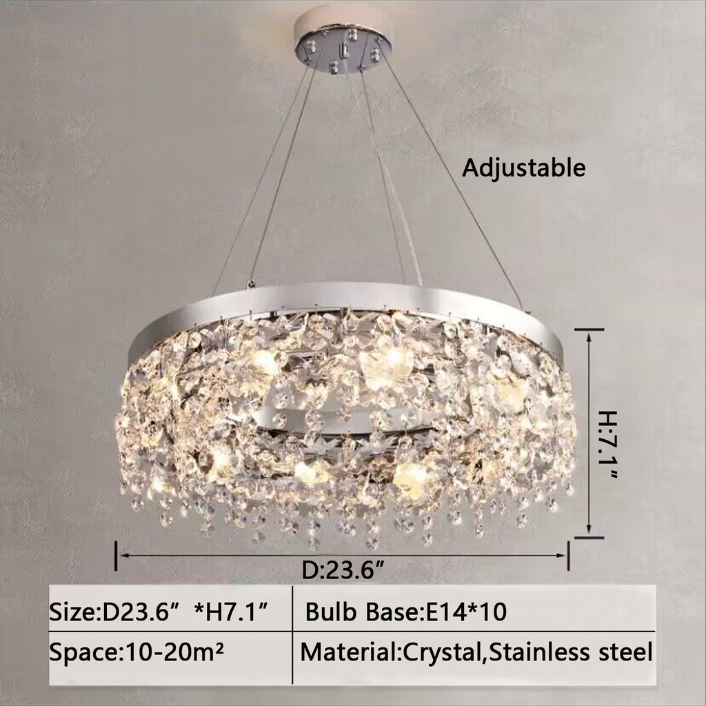 Round 1Layer: D 23.6"*H 7.1" modern, light luxury, crystal, butterfly, pendant, chandelier, suit, living room, bedroom