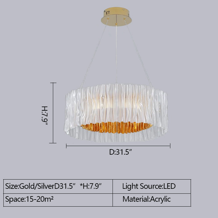 D31.5"*H7.9" Modern ring-round light pendant fixture for dining room/living room/bar/dining table/bedroom/foyer/stairwell.silver/golden small chandelier