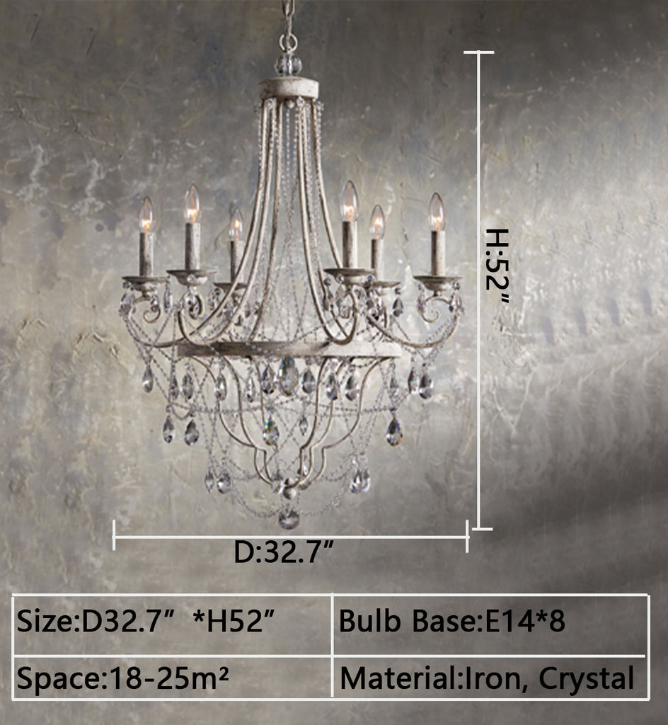 8Heads: D32.7"*H52.0"  vintage, black, white, candle, iron, crystal, mid-century, retro, living room, dining room, cafe, villa, loft, duplex