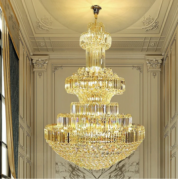  golden empire luxury crystal chandelier oversized light pendent extravagant villa hall/hotel lobby and dining room