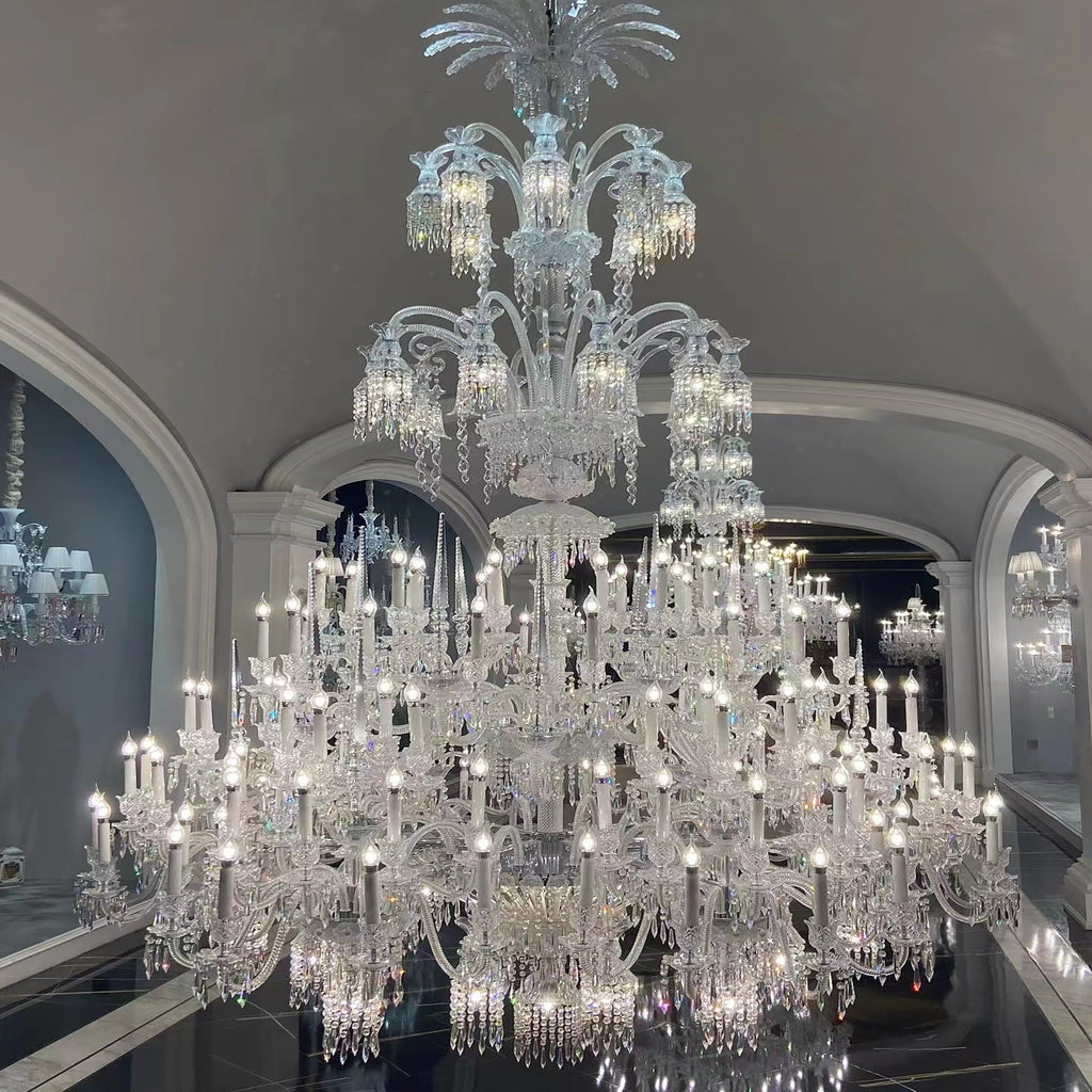 candle style crystal chandelier multi-layers for dining room/living room/stairwell/entryway.very huge light fixture