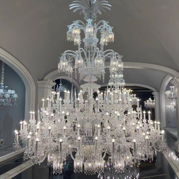 candle style crystal chandelier multi-layers for dining room/living room/stairwell/entryway.very huge light fixture