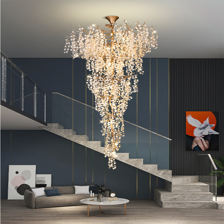 extra large branch crystal chandelier copper money modern ceiling light fixture
