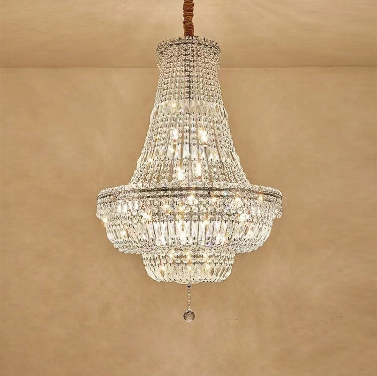 light luxury, mulitlayer, crystal, pendant, chandelier, dining room, living room, villa, foyer, duplex