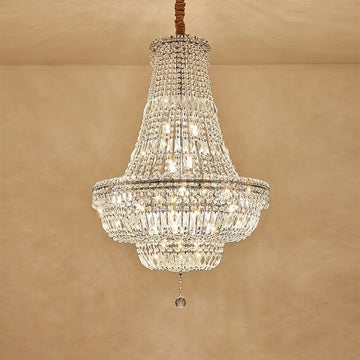 light luxury, mulitlayer, crystal, pendant, chandelier, dining room, living room, villa, foyer, duplex