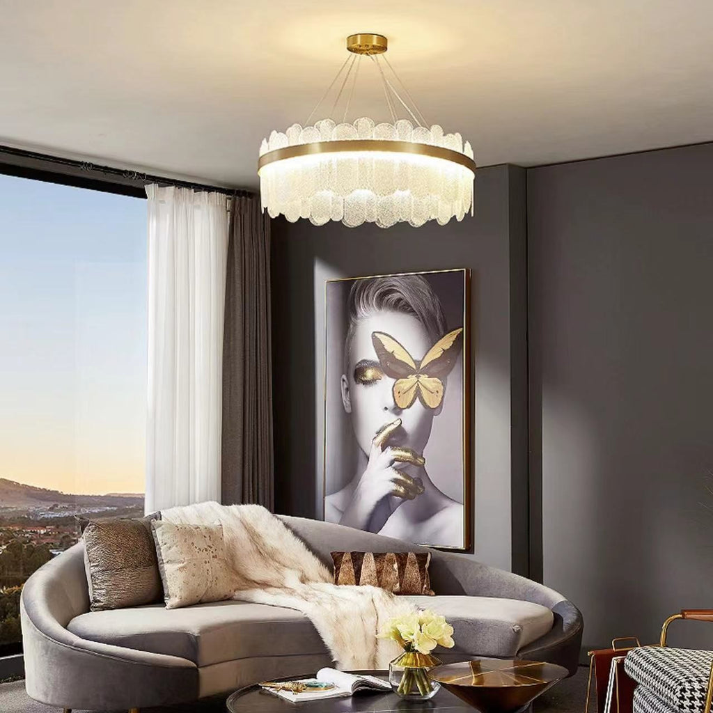 light luxury, brass, pendant, glass, chandelier, chandellier, suit, living room, dining room, bedroom, kitchen island