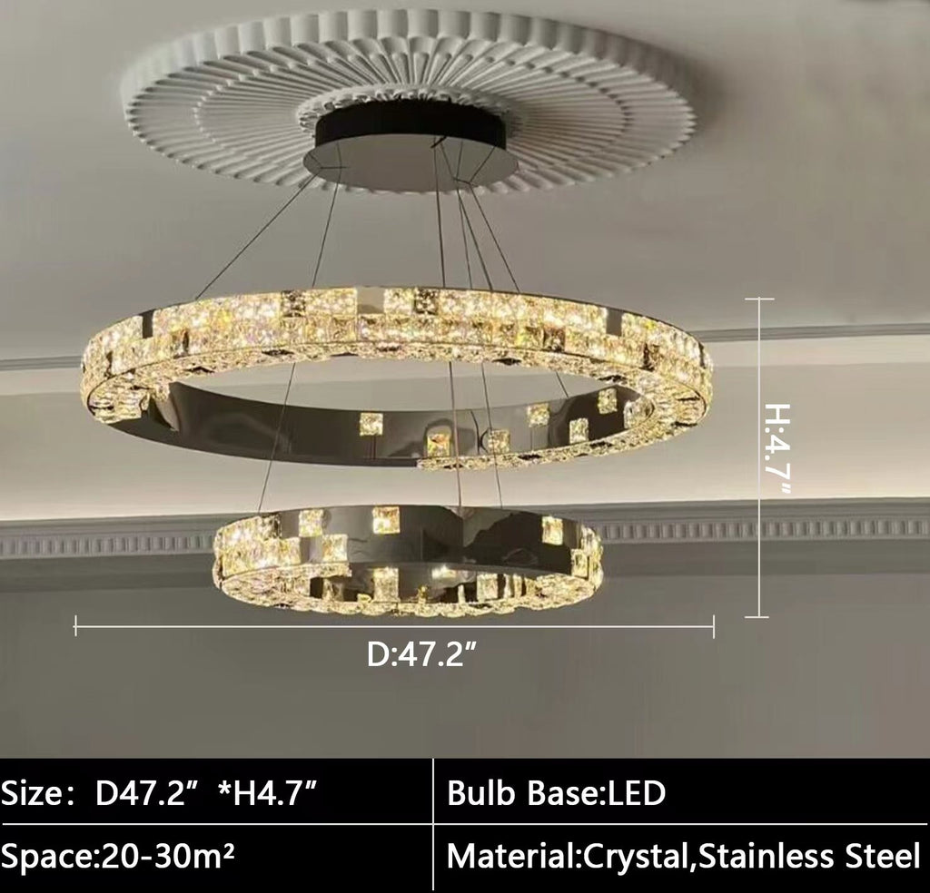 D 47.2"*H 4.7"  post-modern, double-tiered, ring, irregular, square, ceiling, creative, new style