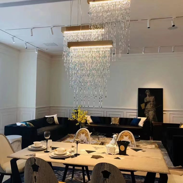 raindrop, creative, new, light luxury, crystal, cascade, curtain, dining table, bar, themed