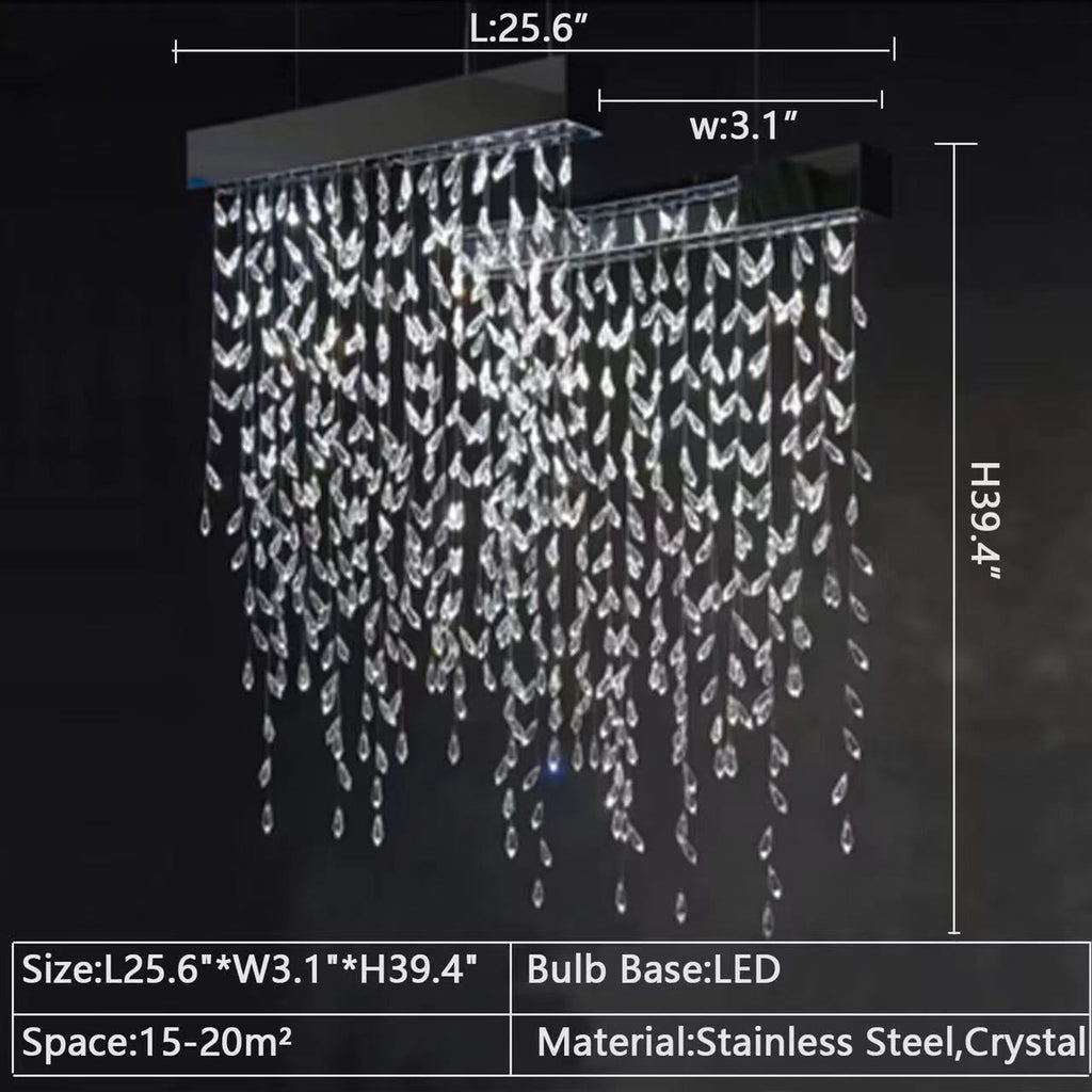 L 25.6"*W 3.1"*H39.4" raindrop, creative, new, light luxury, crystal, cascade, curtain, dining table, bar, themed