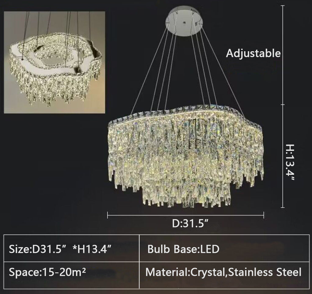 D31.5"*H13.4"  light luxury, post-modern, atypical, crystal, irregular, living room,tiered