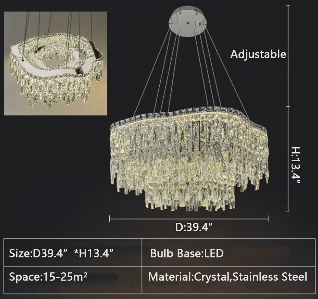 D39.4"*H13.4" light luxury, post-modern, atypical, crystal, irregular, living room,tiered