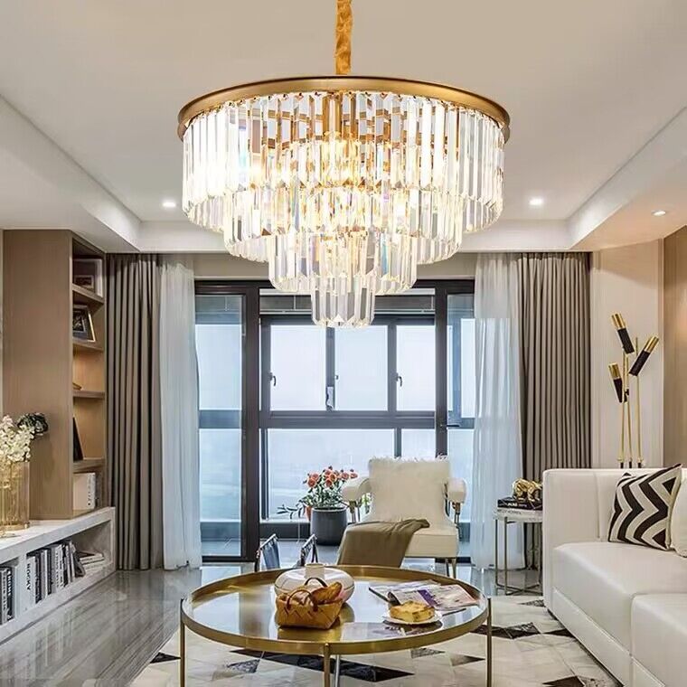 round, gold, black, tiered, cake, chandelier, crystal, pendant, living room, bedroom, 