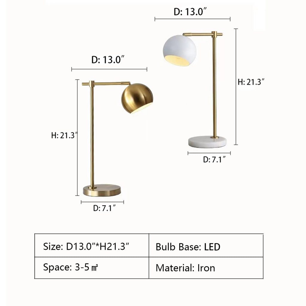 D13.0"*H21.3" table lamp, night light, gold, globe, round, bedroom, bedside