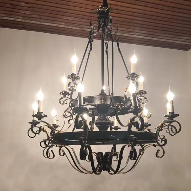 extra large, wrought iron, black, tiered, candle, pendant, chandelier, staircase, large living room, villa, big hallway, duplex, cafes, coffee shops