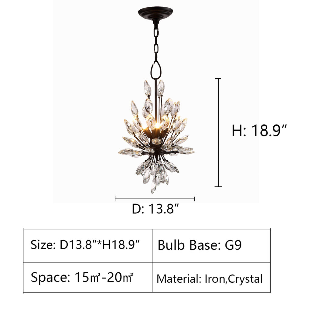 D13.8"*H18.9"  branch, bouquet, flower, floral, modern, creative, original, art, crystal, beaded, black iron, living room, round dining table, coffee table, cafes, coffee shop