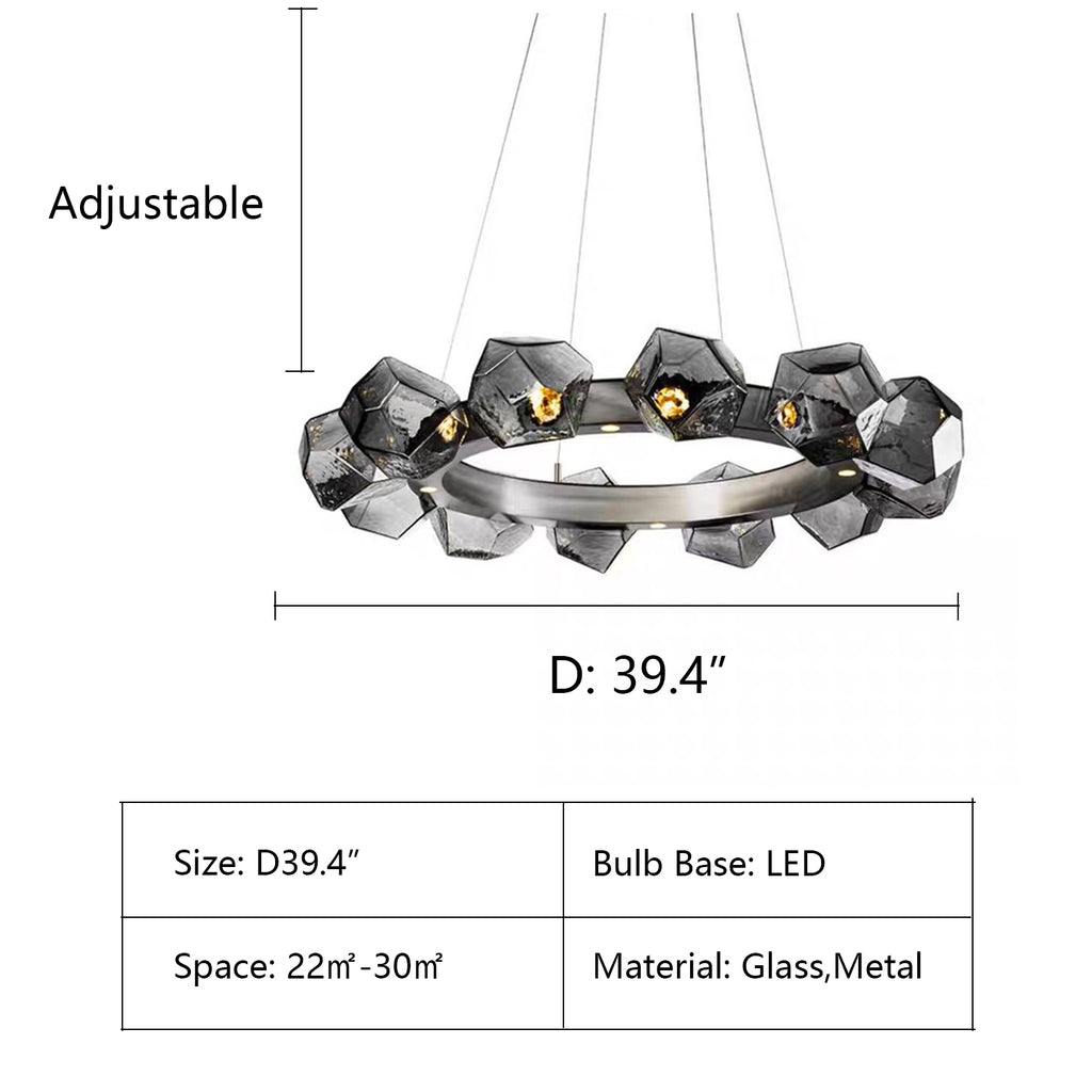 D: 39.4"   somkey gray, modern, nordic, wreth, glass, living room, bedroom, round dining table