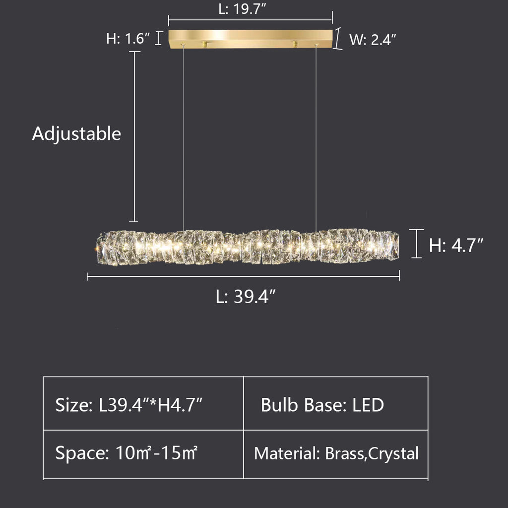 L39.4"*H4.7"  crystal, brass, nordic, modern, log, dining table, kitchen island, walk-in closets