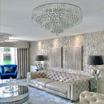 round, tiered, oversized, extra large, for large space, for large dining table, flush mount , chandelier, crystal beaded