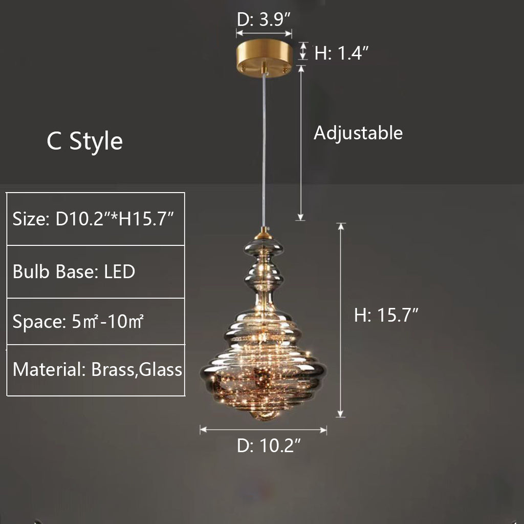 C: D10.2"*H15.7"  glass, unique, copper, brass, starburst, modern, transparent, group, collection, dining table, kitchen island, bar