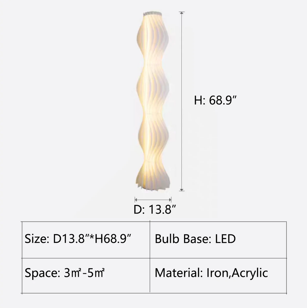 Floor: D13.8"*H68.9"  pure white, floor lamp, minimalist, art, amnient, light, bedroom, bedside, large, oversized, hula  Studio Italia Design Vapor 77.16" Novelty Floor Lamp