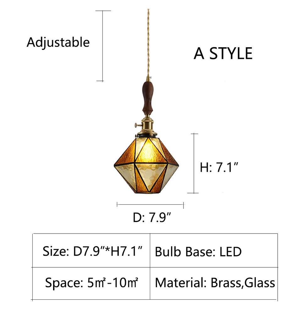 A: D7.9"*H7.1"  wine red, bright green, jade white, tiffany lamp shade, colorful, upside down umbrella, glass, pendant, entryway, foyer, bar, kitchen island 