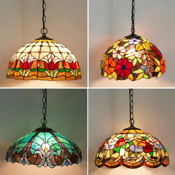 wine red, bright green, jade white, tiffany lamp shade, colorful, upside down umbrella, glass, pendant, entryway, foyer, bar, kitchen island 