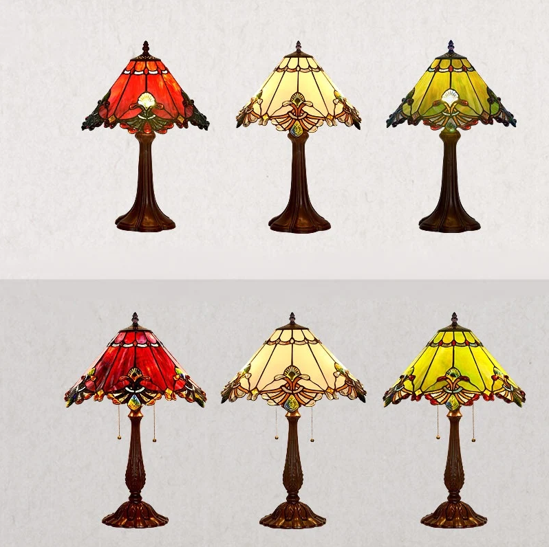 wine red, bright green, jade white, tiffany lamp shade, colorful, upside down umbrella, glass,  table lamp, bedside, night lamp, coffee table, colorful, antique, retro, vintage