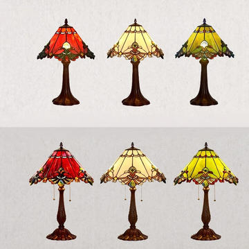 wine red, bright green, jade white, tiffany lamp shade, colorful, upside down umbrella, glass,  table lamp, bedside, night lamp, coffee table, colorful, antique, retro, vintage