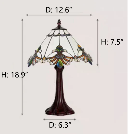 D12.6"*H18.9"  wine red, bright green, jade white, tiffany lamp shade, colorful, upside down umbrella, glass,  table lamp, bedside, night lamp, coffee table