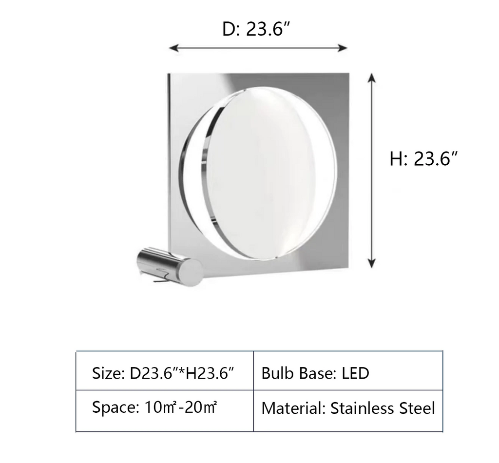 D23.6"*H23.6"  square, art, nordic, scandinavian, stainless steel, floor lamp, moon, living room, bedroom, unique