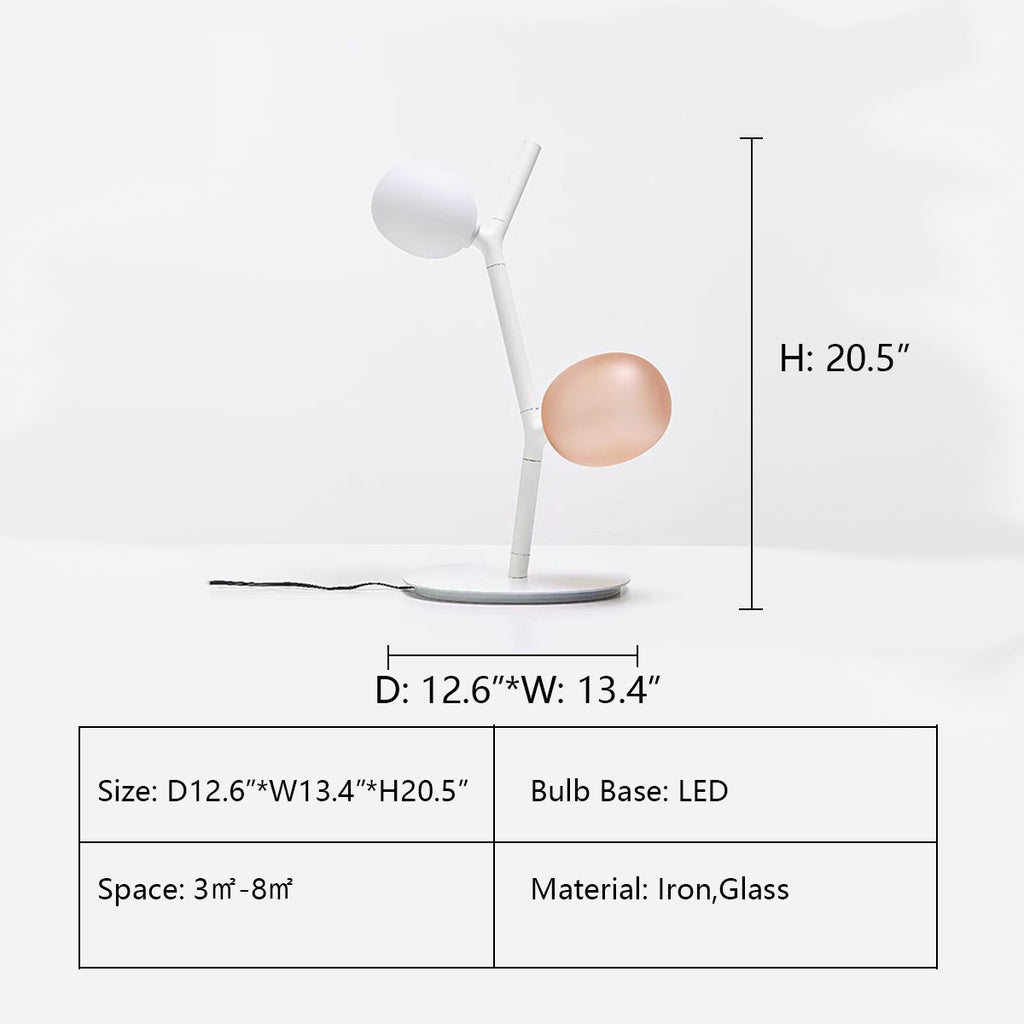 Table Lamp: D12.6"*W13.4"*H20.5"  nordic, scandinavian, minimalist, tree branch, table lamp, glass, multi-color, bedroom, living room, 