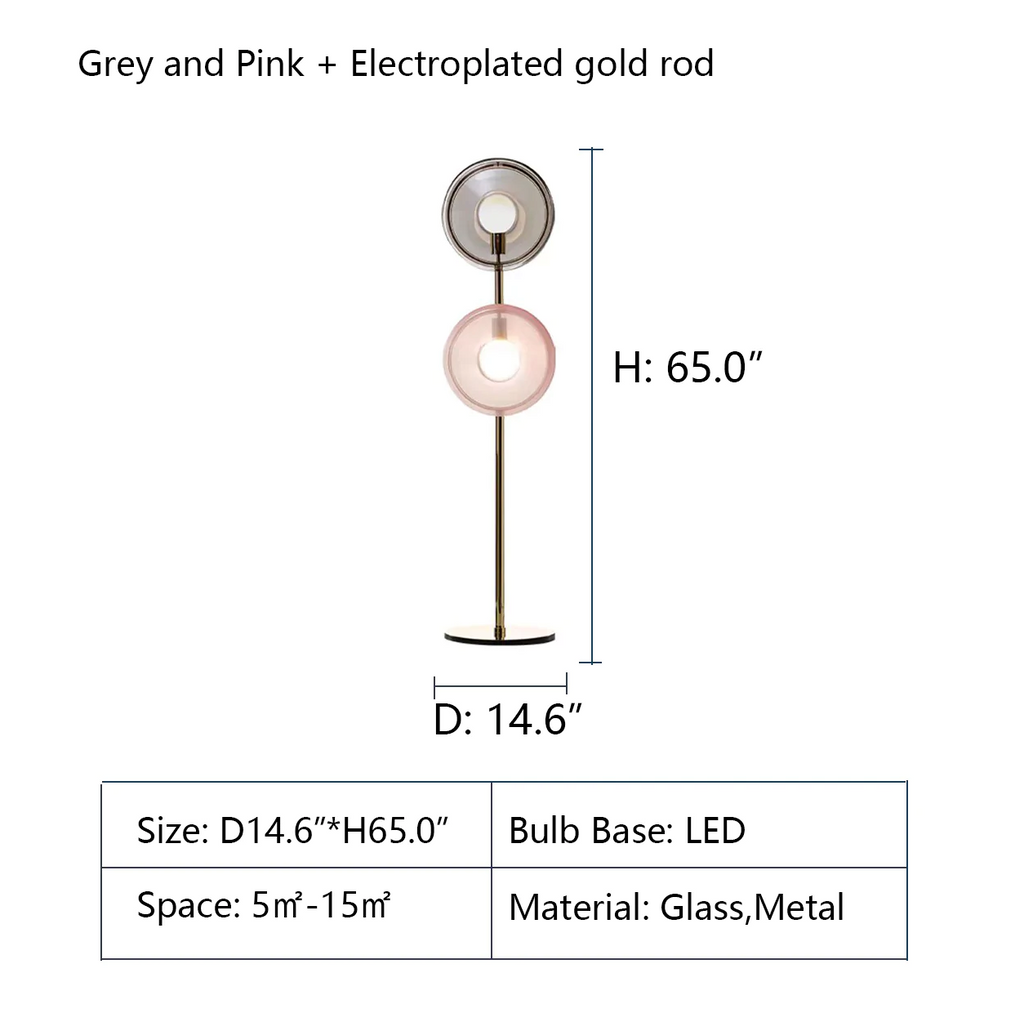  Floor Lamp: D14.6"*H65"  Art Post-Modern Avant Multi-Color Round Disk Lamp for Living Room/Bedroom  floor lamp, table lamp, light pink, gray, grey, blue