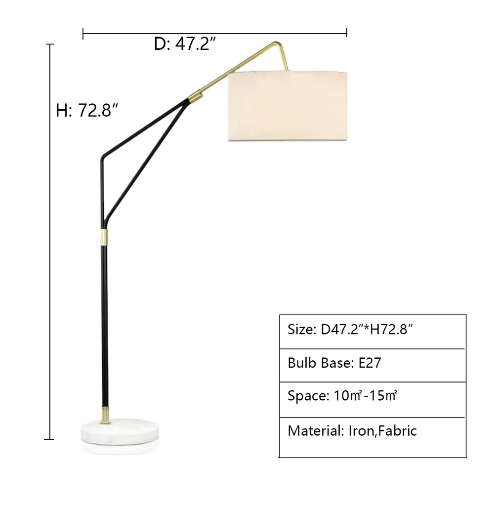 D47.2"*H72.8"  black, white, floor lamp, minimalist, nordic, scandinavian, coffee table, bedside, living room, study, home office Iron,Fabric