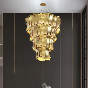 Kronleuchter / Art Deco DV4080 CLEAR CRYSTAL   ETTA CHANDELIER SUSPENSION by Delightfull  extra large, oversized, gold, luxury, tapering, tiered, chandelier, two-story foyer,  two-story living room, loft, villa, duplex