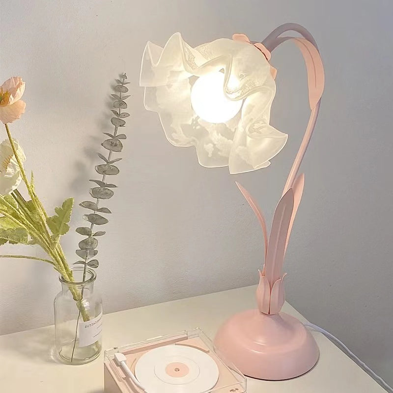 Romantic Multi-Color Lily of the Valley Flower Table Lamp for Bedside/Study Desk  vintage green, cherry blossom pink and light grey   coffee table, natural, flower