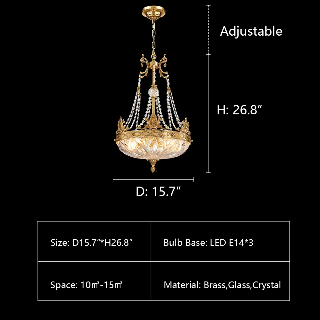 D15.7"*26.8"  light luxury, European, gold, crystal, pendant, candle, chandelier, living room, bedroom, dining room