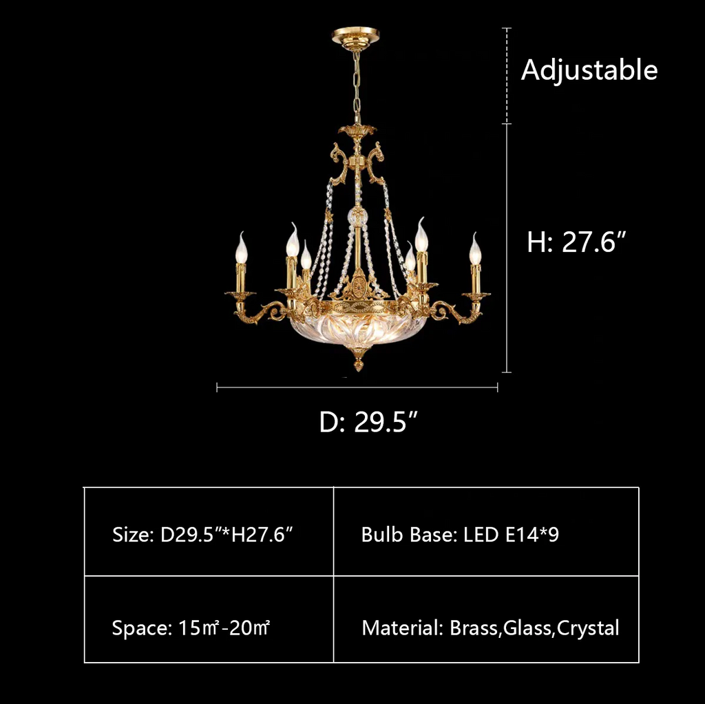 D29.5"*27.6"  light luxury, European, gold, crystal, pendant, candle, chandelier, living room, bedroom, dining room