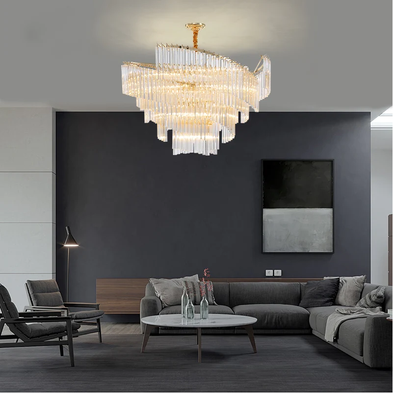 Large Modern Spiral Tiered Glass Pendant Chandelier for Living/Dining Room   big hallway, large foyer, 