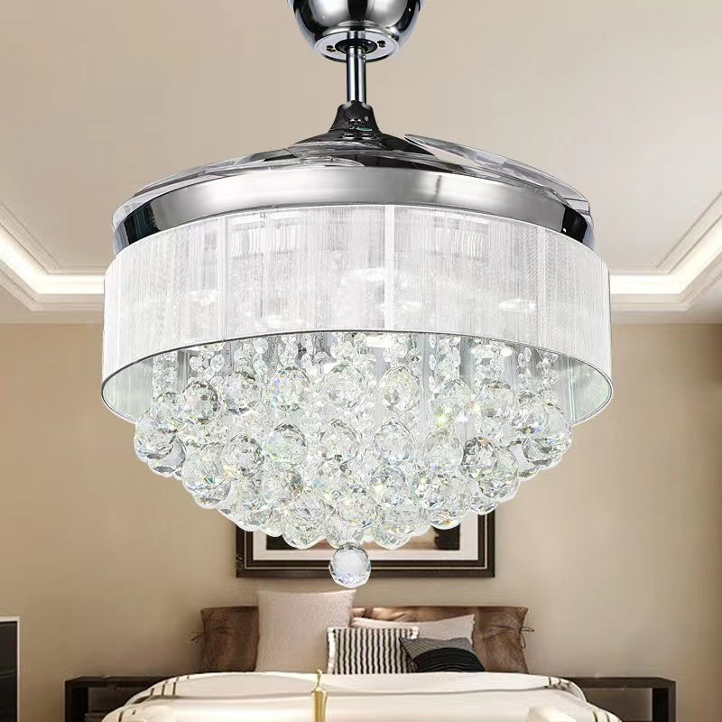 Creative Invisible Fan Blade Crystal Pendant Chandelier for Bedroom/Living Room   resin, three-speed,  Whisper-quiet motor quietly