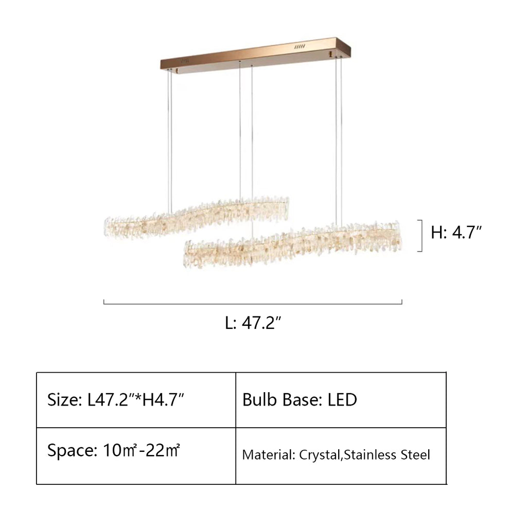 Modern Light Luxury Designer Model Natural Crystal Stone Long Dining Chandelier Furniture for Dining Room/Kitchen Island/Study 