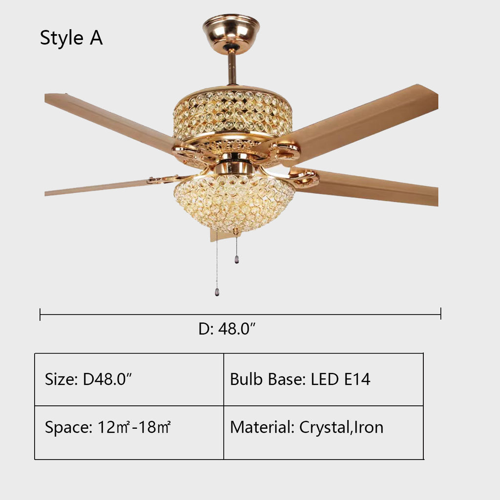 Style A: D48.0"   European Style Oversize Luxury Fan Light Crystal Chandelier for Living Room/Dining Room