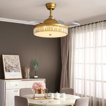 Crystal Ceiling Invisible Fan Light Invisible Fan Light for Living/Dining Room   modern, drum, round, remote control, bedroom