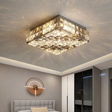Modern Square and Rectangle Crystal Flush Mount Chandelier for Living Room/Bedroom/Study  stripe