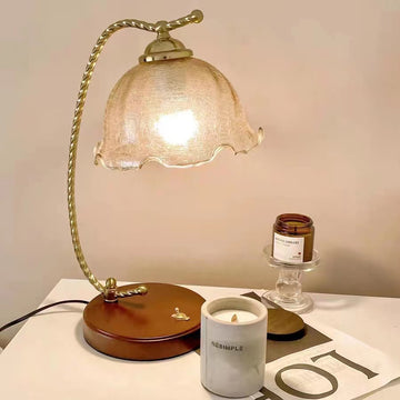 Retro Glass Flower Table Lamp for Coffee Table/Bedside/Study Desk  vintage, French