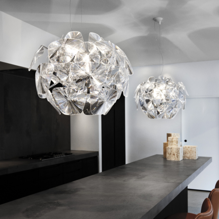 Hope Suspension Lamp by Luceplan   Art Geometric Transparent Slices Collection Sphere Pendant Chandelier for Living/Dining Room 