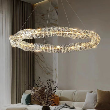 Post-modern Light Luxury Crystal Ring Loop Chandelier for Living/Dining Room   traditional form of ring