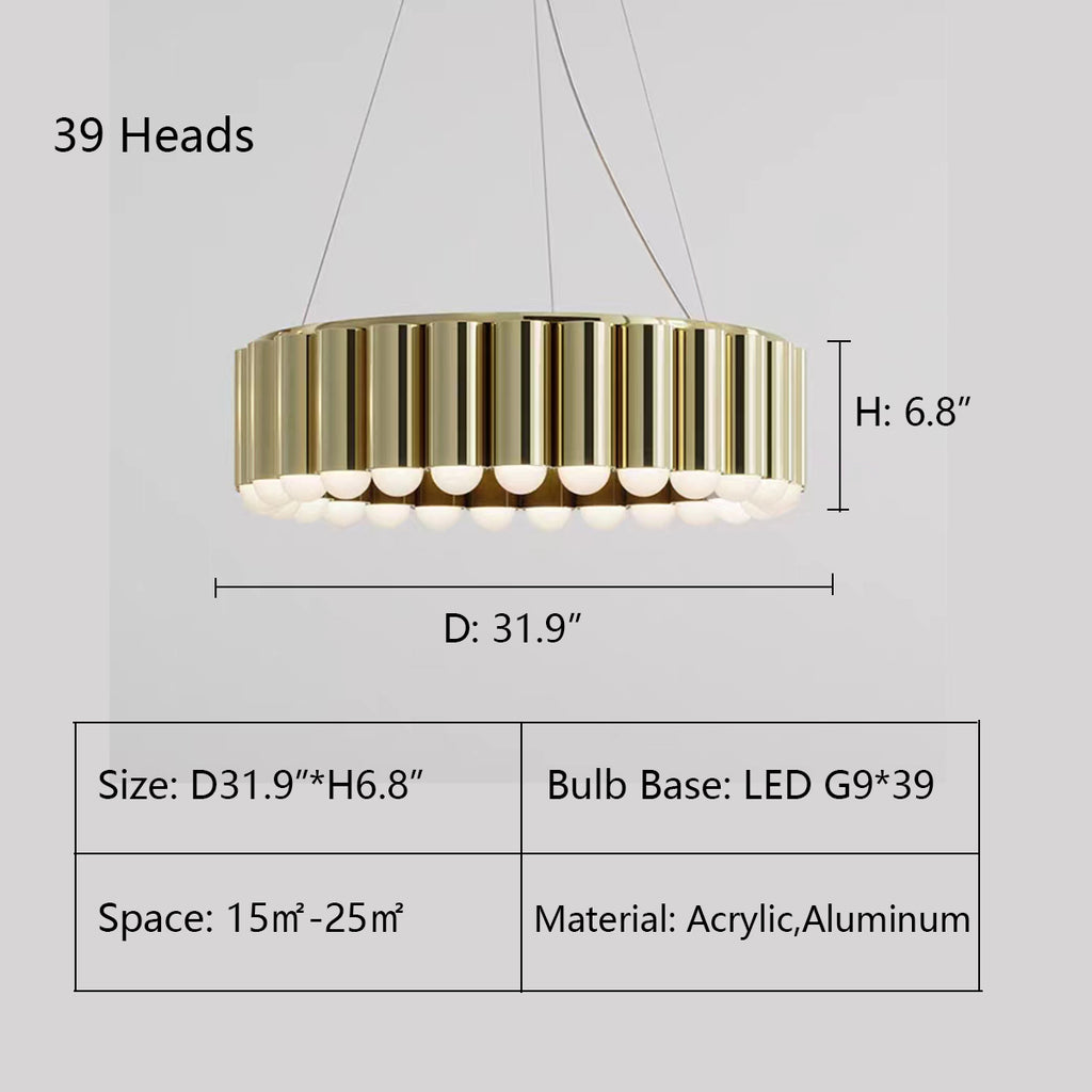 39Heads: D31.9"*H6.8"  Carousel LED Chandelier   Designer Model Oversized Multi-head Round Chandelier for Living/Dining Room/Bedroom