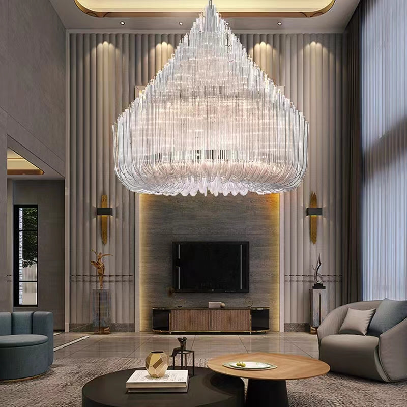 Ludwig Chandelier  Extra Large Modern Tiers Clear Crystal Tubes Chandelier for Living Room/Hotel Lobby